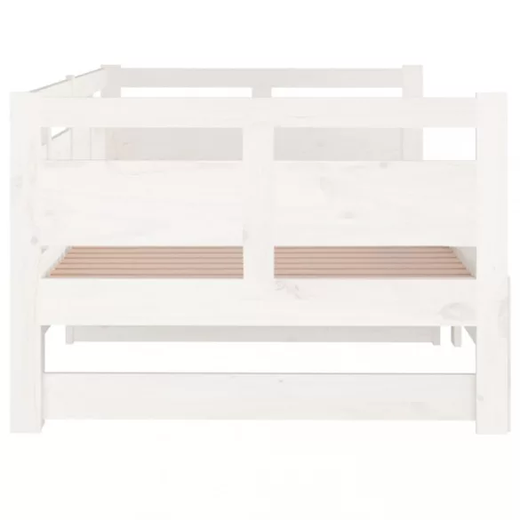 fehér tömör fenyőfa kihúzható kanapéágy 2 x (80 x 200) cm