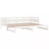 fehér tömör fenyőfa kihúzható kanapéágy 2 x (80 x 200) cm