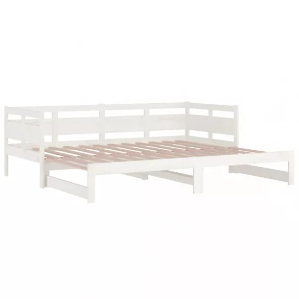 fehér tömör fenyőfa kihúzható kanapéágy 2 x (80 x 200) cm