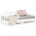 fehér tömör fenyőfa kihúzható kanapéágy 2 x (80 x 200) cm