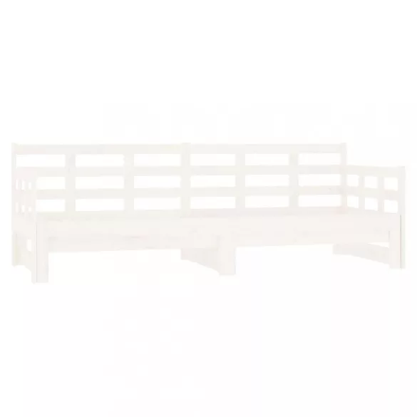 fehér tömör fenyőfa kihúzható kanapéágy 2 x (80 x 200) cm