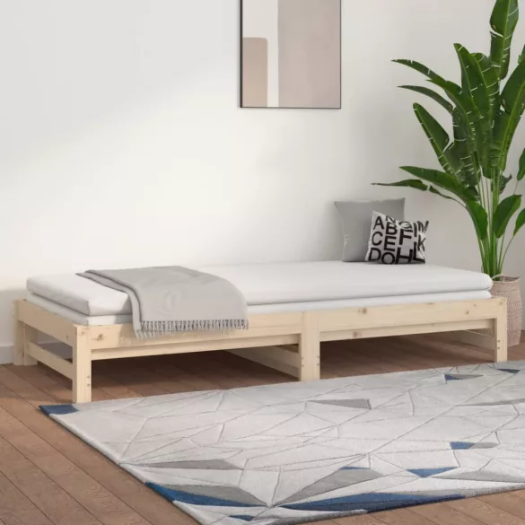 tömör fenyőfa kihúzható kanapéágy 2 x (90 x 200) cm