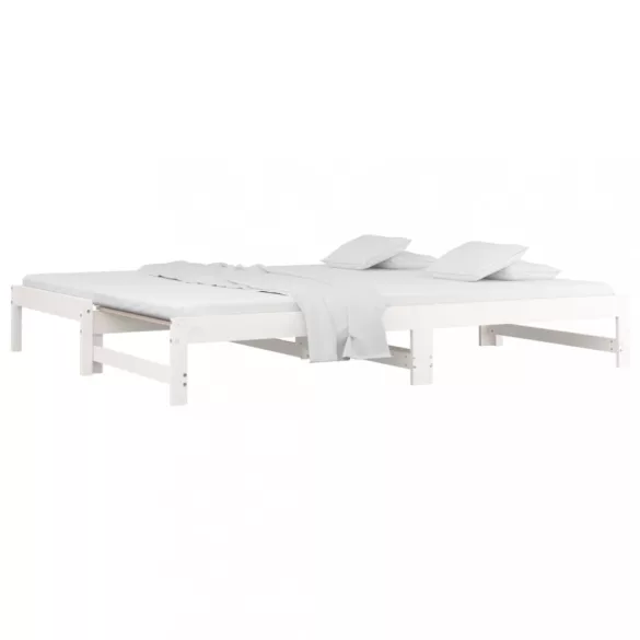 fehér tömör fenyőfa kihúzható kanapéágy 2 x (90 x 200) cm