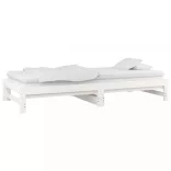 fehér tömör fenyőfa kihúzható kanapéágy 2 x (90 x 200) cm