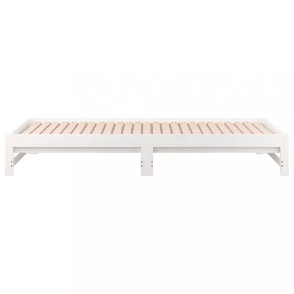 fehér tömör fenyőfa kihúzható kanapéágy 2 x (90 x 200) cm