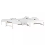 fehér tömör fenyőfa kihúzható kanapéágy 2 x (80 x 200) cm