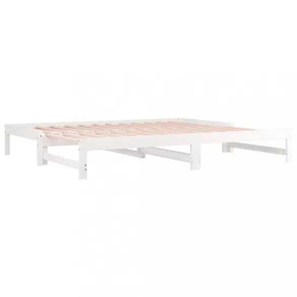 fehér tömör fenyőfa kihúzható kanapéágy 2 x (80 x 200) cm