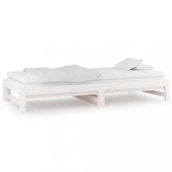 fehér tömör fenyőfa kihúzható kanapéágy 2x(90x190) cm