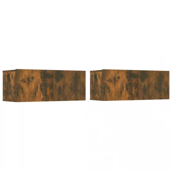2 db füstös tölgy színű szerelt fa TV-szekrény 80 x 30 x 30 cm