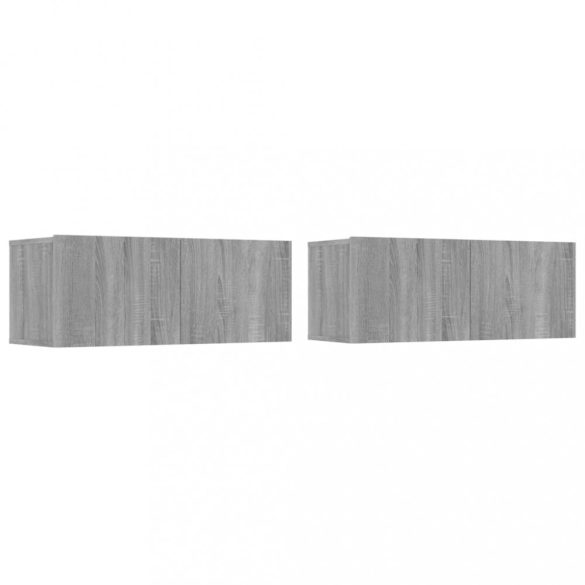 2 db szürke sonoma színű szerelt fa TV-szekrény 80 x 30 x 30 cm