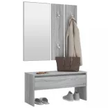 szürke sonoma színű szerelt fa előszobai bútorszett