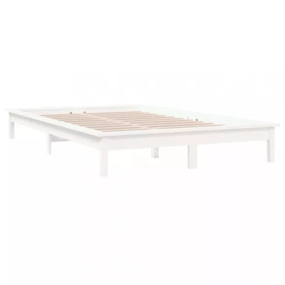 fehér tömör fenyőfa ágykeret 150x200 cm (King Size)