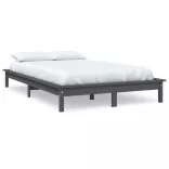 szürke tömör fenyőfa ágykeret 150 x 200 cm (King Size)