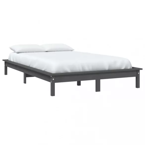 szürke tömör fenyőfa ágykeret 150 x 200 cm (King Size)