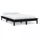 Super King Size fekete tömör fenyőfa ágykeret 180 x 200 cm