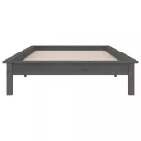 szürke tömör fa ágykeret LED világítással 90x200 cm