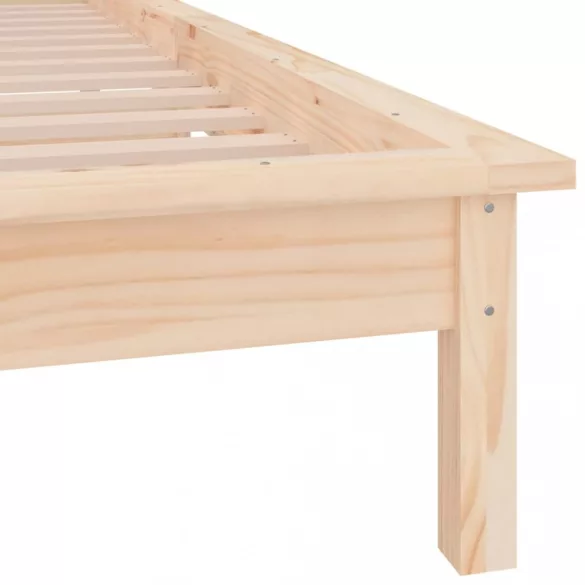 tömör fa ágykeret LED-világítással 100 x 200 cm