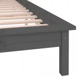 szürke tömör fa ágykeret LED-világítással 200 x 200 cm