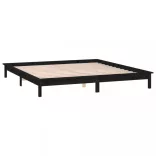 fekete tömör fa ágykeret LED-világítással 200 x 200 cm