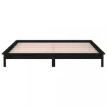 fekete tömör fa ágykeret LED-világítással 200 x 200 cm