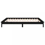 fekete tömör fa ágykeret LED-világítással 200 x 200 cm