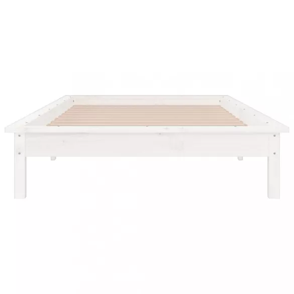 egyszemélyes fehér tömör fa LED-es ágykeret 90 x 190 cm