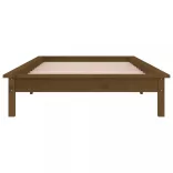 egyszemélyes mézbarna tömör fa LED-es ágykeret 90 x 190 cm