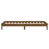 egyszemélyes mézbarna tömör fa LED-es ágykeret 90 x 190 cm