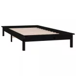 egyszemélyes fekete tömör fa LED-es ágykeret 90 x 190 cm