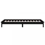 egyszemélyes fekete tömör fa LED-es ágykeret 90 x 190 cm