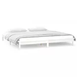 fehér tömör fa ágykeret LED-világítással 140x190 cm