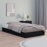 fekete tömör fa ágykeret 135 x 190 cm (Double)