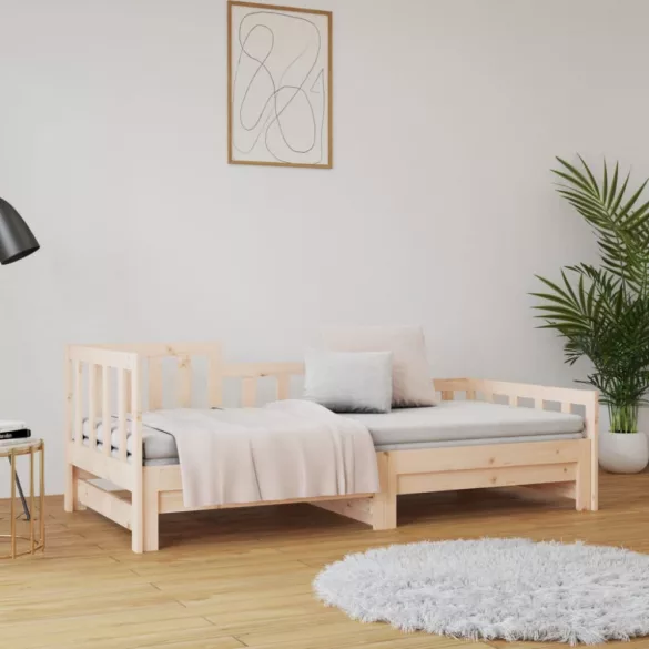 tömör fenyőfa kihúzható kanapéágy 2 x (90 x 200) cm