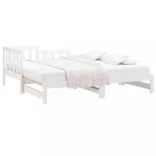 fehér tömör fenyőfa kihúzható kanapéágy 2x(90x190) cm