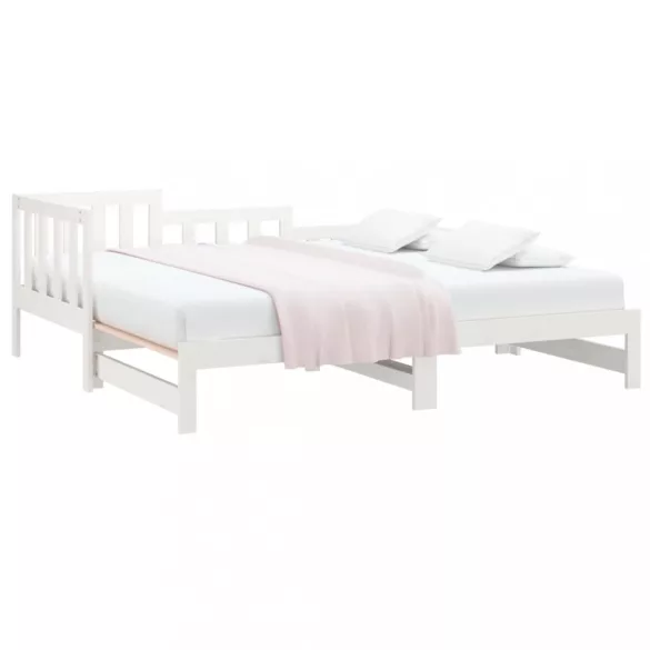 fehér tömör fenyőfa kihúzható kanapéágy 2x(90x190) cm