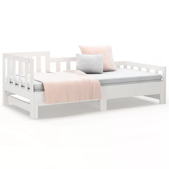 fehér tömör fenyőfa kihúzható kanapéágy 2x(90x190) cm