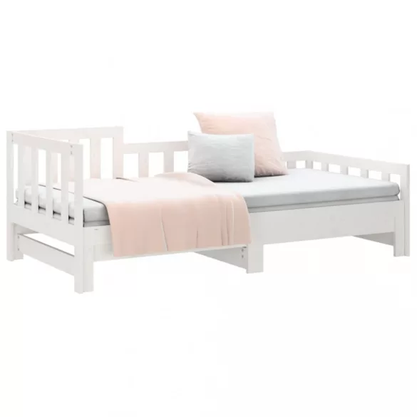 fehér tömör fenyőfa kihúzható kanapéágy 2x(90x190) cm