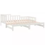 fehér tömör fenyőfa kihúzható kanapéágy 2x(90x190) cm