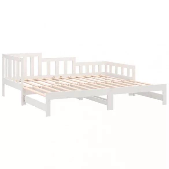 fehér tömör fenyőfa kihúzható kanapéágy 2x(90x190) cm