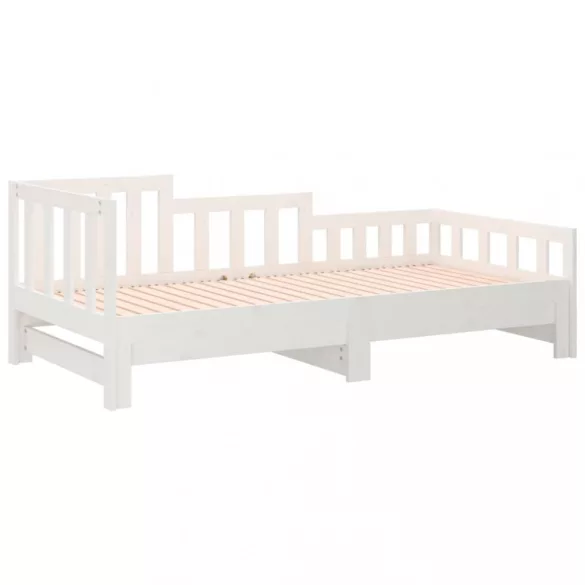 fehér tömör fenyőfa kihúzható kanapéágy 2x(90x190) cm