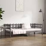 szürke tömör fenyőfa kanapéágy 90 x 200 cm