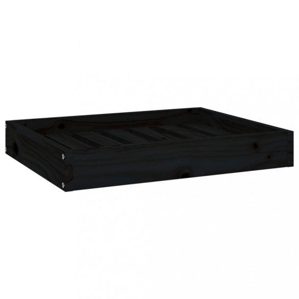 fekete tömör fenyőfa kutyaágy 61,5x49x9 cm