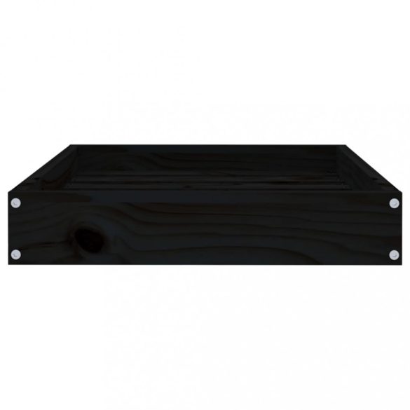 fekete tömör fenyőfa kutyaágy 61,5x49x9 cm