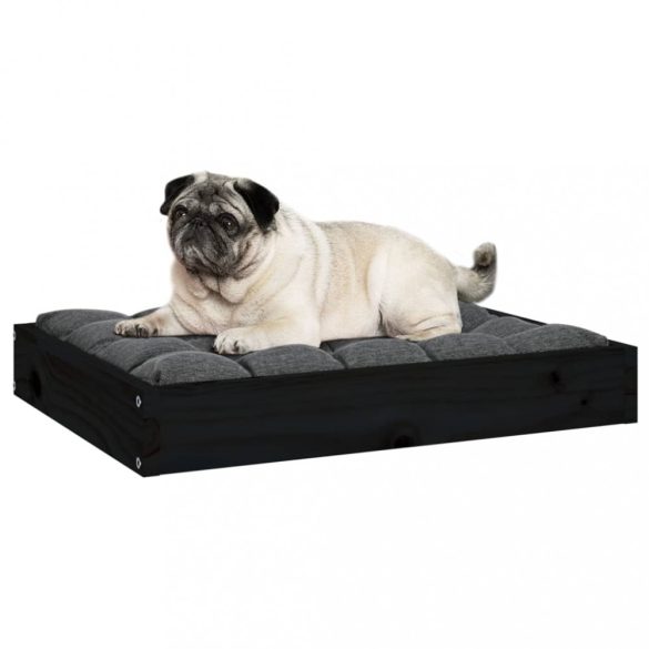 fekete tömör fenyőfa kutyaágy 61,5x49x9 cm