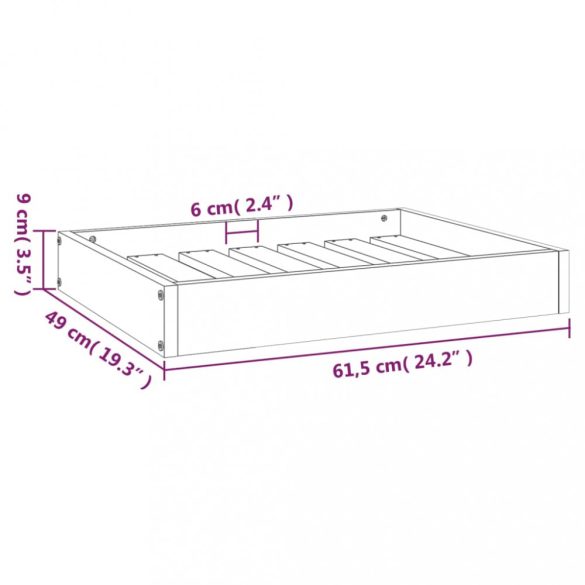 fekete tömör fenyőfa kutyaágy 61,5x49x9 cm