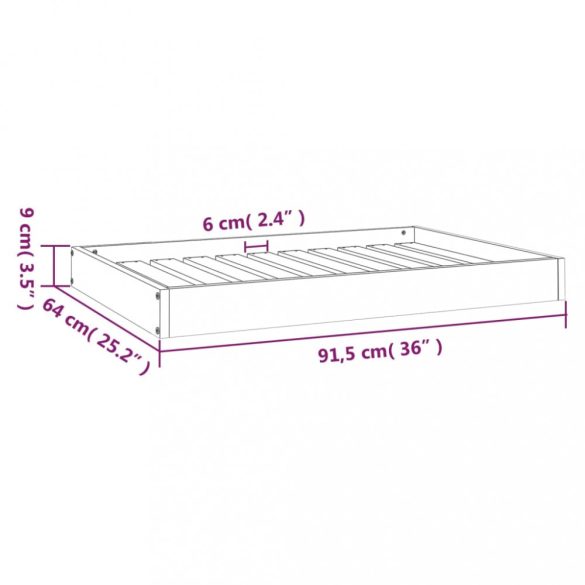 tömör fenyőfa kutyaágy 91,5x64x9 cm