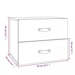 2 db fehér falra szerelhető éjjeliszekrény 50 x 36 x 40 cm