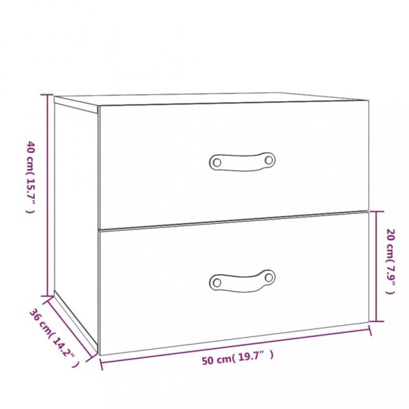 2 db szürke falra szerelhető éjjeliszekrény 50 x 36 x 40 cm
