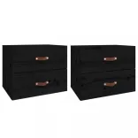 2 db fekete falra szerelhető éjjeliszekrény 50 x 36 x 40 cm