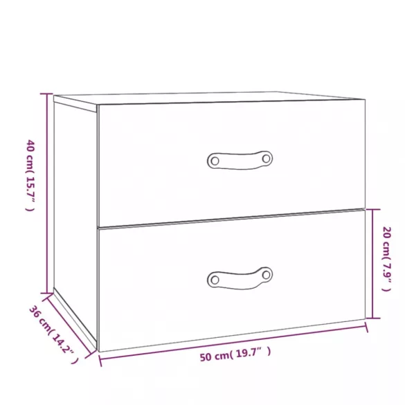 2 db fekete falra szerelhető éjjeliszekrény 50 x 36 x 40 cm